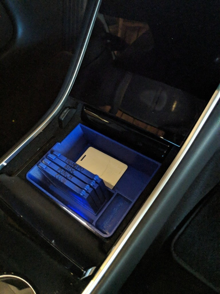 Tesla Model 3 Center Console Tray (1st Gen) with Card Wallet Holders – (BLACK)