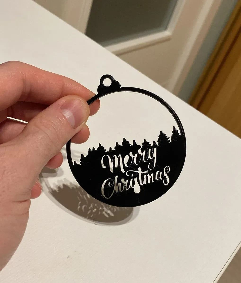 Merry Christmas Holiday Ball Ornament – Black