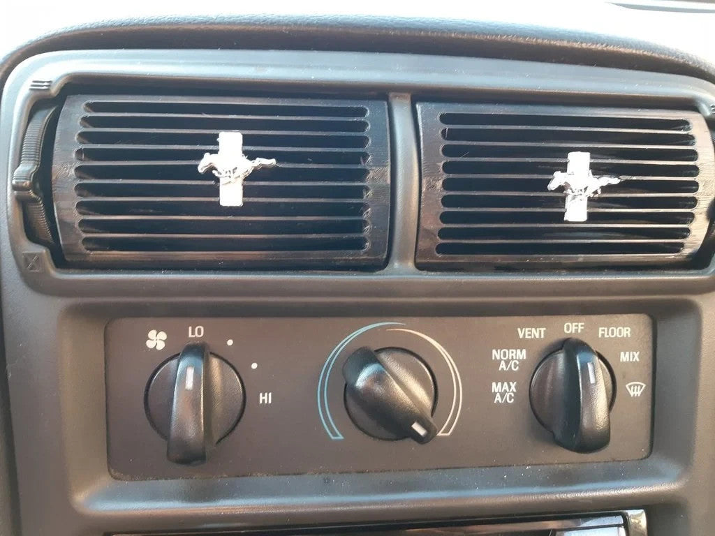 2x Center Vent Set for Ford Mustang (2000) With  “Mustang” Logo -BLACK UNPAINTED