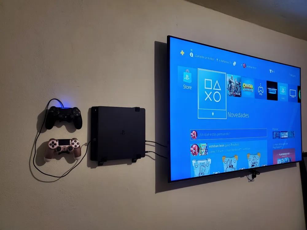 Wall Mount For SONY PS4 Slim and 2 remotes