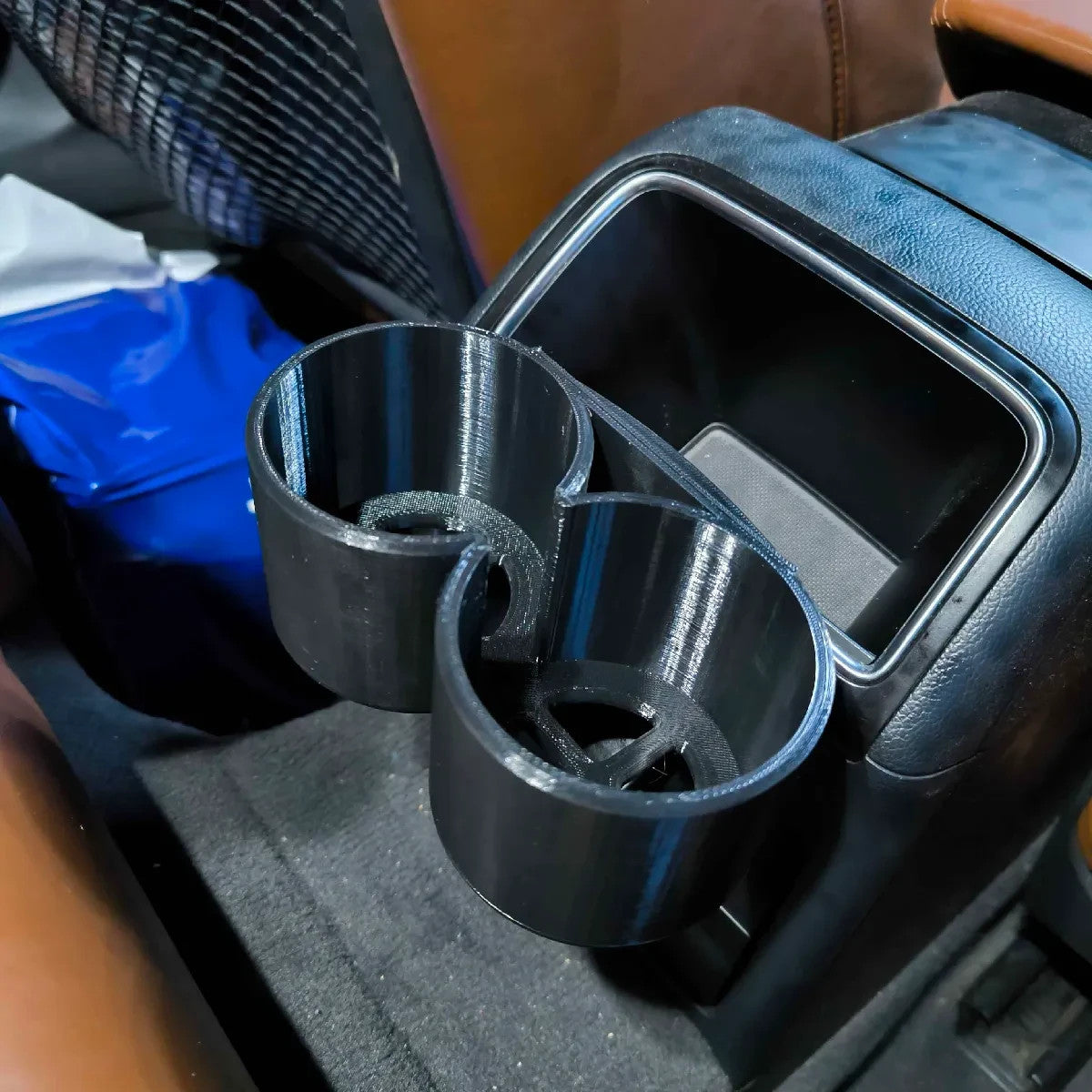 Rear Seat Dual Cupholder Insert for Audi A4 B8 (2008–2016)–Center Console Black