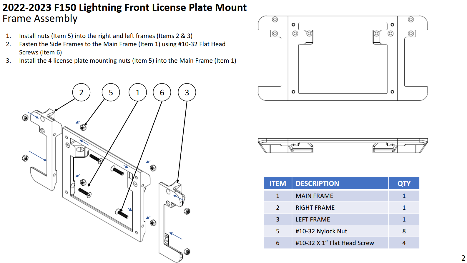 Clamp-On Front License Plate Mount for 2022–2023 Ford F-150 Lightning – Grille
