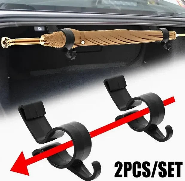 2x Car Trunk Umbrella Holder with Hook – Universal Storage Strap Mount Clip